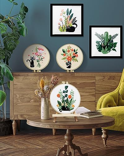 TINDTOP Embroidery Kit for Adults, Embroidery Kit for Beginners Include Embroidery Cloth Hoops Threads for Craft Lover Hand Stitch with Embroidery Skill Techniques (Black Cat) - Image 6