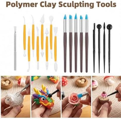 Jahnrun 48Pcs Pottery Kit, Professional Polymer Clay Sculpting Tools Set - Image 5