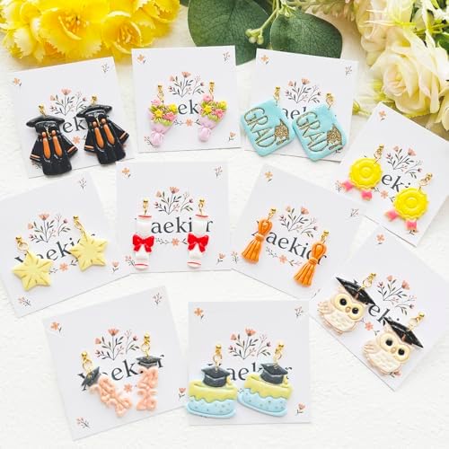 Graduation Polymer Clay Cutters & Stamp Set - 11pcs Sharp & Durable 2026, Owl, Cap, Gown, Diploma, Cake & Star Shapes for DIY Earring Jewelry Making, Soft Clay Crafts & Class Party Supplies - Image 6