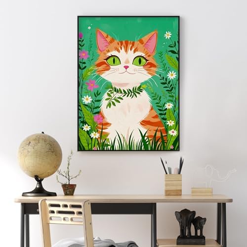 Yezavesu Orange Cat Framed Paint by Numbers Kit for Adults Beginner - Image 2