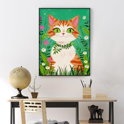 Yezavesu Orange Cat Framed Paint by Numbers Kit for Adults Beginner - Image 2