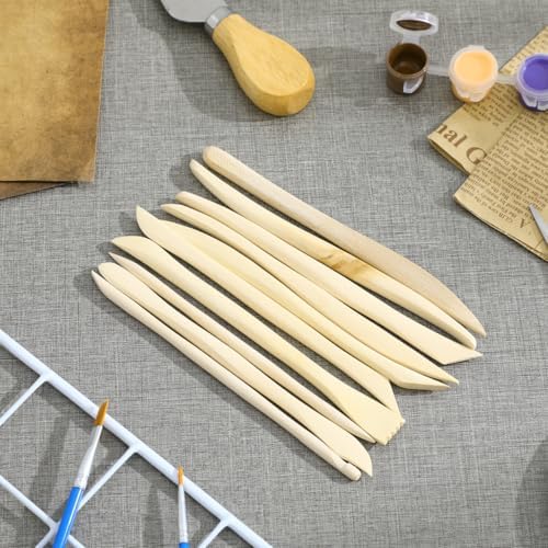 VILLCASE 30pcs Wooden Clay Sculpting Tools, 6.1'' Double Ended Clay Modeling Tools for Cutting Shaping Carving, Polymer Pottery Dough Ceramic Modeling Kit for Classrooms, Beginners, Group Activities - Image 2