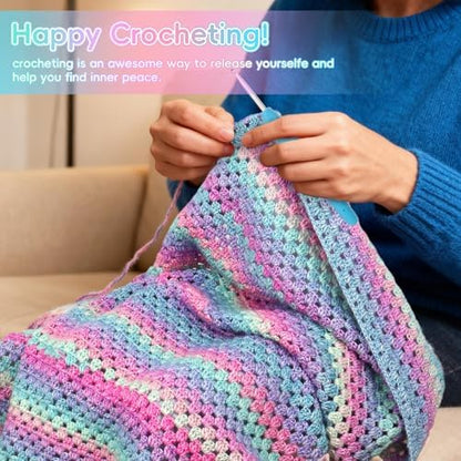 Aeelike Crochet Blanket Kit for Beginner, Easy Crochet Kit, Purple Gradient - Image 5