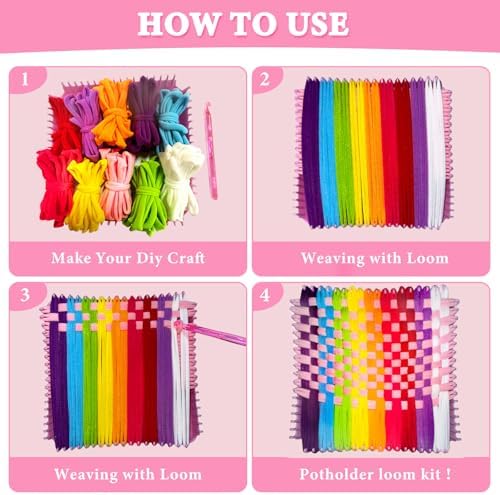 HOMY MART Weaving Loom Kit Toys for Kids and Adults, Potholder Loops Crafts for Girls Ages 6 7 8 9 10 11 12, 7" Pot Holder Loom Knitting Kits and Gifts for Kids and Beginners, 280 Craft Loops - Image 3