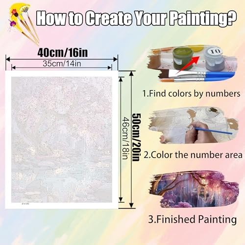 Dream Tree Paint by Numbers Kits for Adults,Paint by Number Adult 16x20inch - Image 6