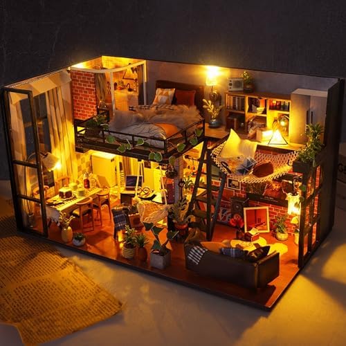 Miniature House Kit, DIY Dollhouse Kit with Dust Cover for Adults - Image 6