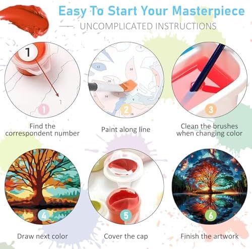 Paint by Numbers Kit for Adults, Tree of Life Acrylic Canvas Painting Set - Image 6
