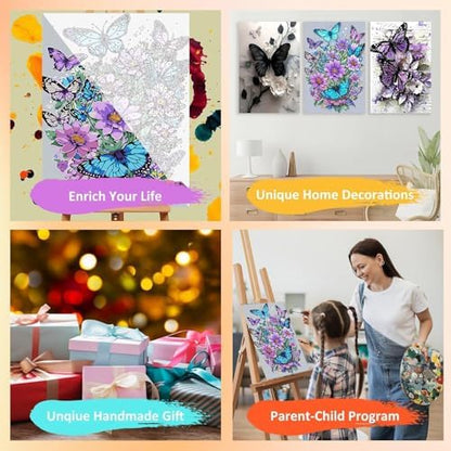 3 Pack Framed Paint by Numbers Butterfly for Adult with Easel (8x12 inch) - Image 7