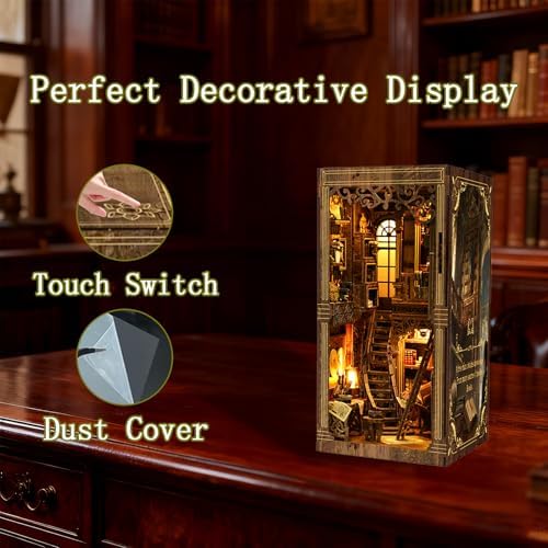 YSWOOD WORLD Book Nook Kit, DIY Miniature House 3D Wooden Puzzle for Adults - Image 3