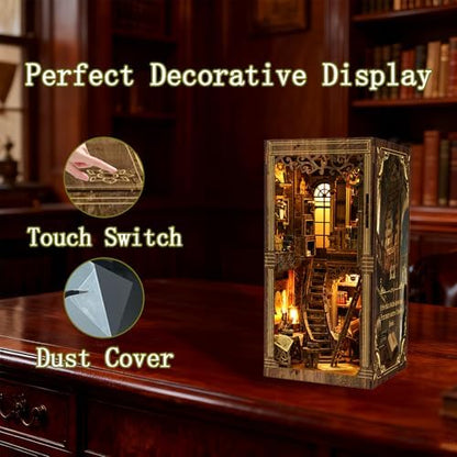 YSWOOD WORLD Book Nook Kit, DIY Miniature House 3D Wooden Puzzle for Adults - Image 3
