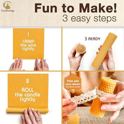 Beeswax DIY Candle Making Kit - Natural Candle Rolling Kit for Beginners with 7 Beeswax Sheets & Multiple Decorations to Make Candles - Image 3