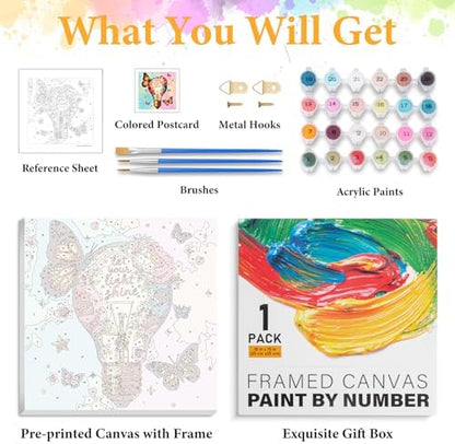 Framed Paint by Numbers Kit for Adults, Butterfly Floral Decor 10x10 Inch - Image 5