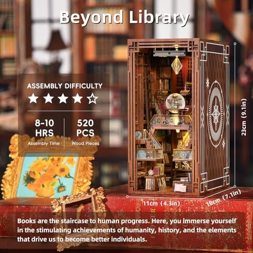 Beyond Library Book Nook Kit - DIY Miniature House 3D Wooden Puzzle - Image 5