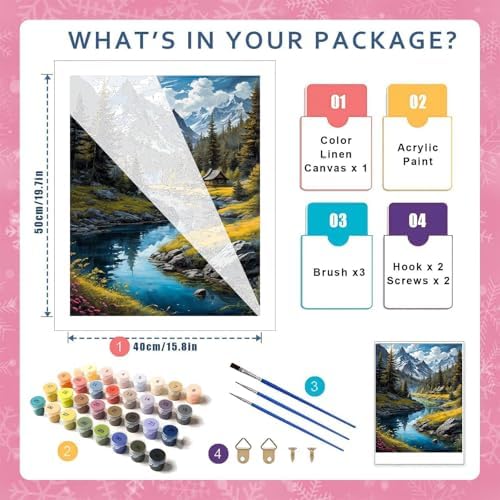 HITO Landscape Paint by Numbers Kit for Adults 16x20 Inch Frameless - Image 2
