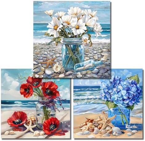 NEGEKFKX 3 Pack Beach Cross-Stitch Kits for Adults Beginners by NEGEKFKX