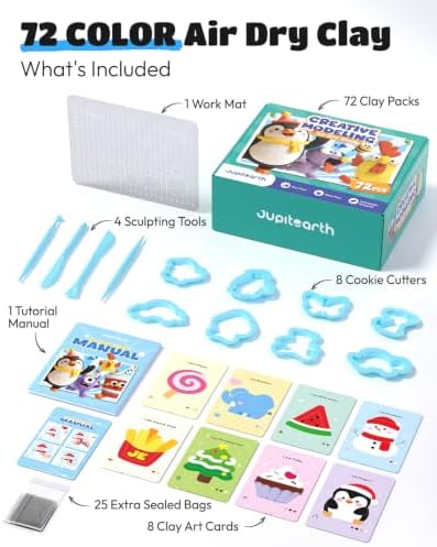 JUPITEARTH Air Dry Clay for Kids, 72 Colors Modeling Clay Kit - Image 2