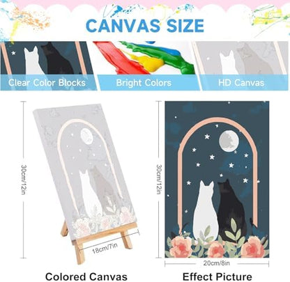 JULOUYN 4 Pack Cat Adult Paint by Number Kits with Framed 8x12 in - Image 2