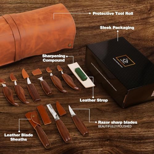 IMYMEE Wood Carving Tools Deluxe-Whittling Knife,Wood Carving Kit,Wood Whittling Kit for Beginners,Spoon Carving Kit,Woodworking Tools Set Large Wood Carving Knife Set - Image 5