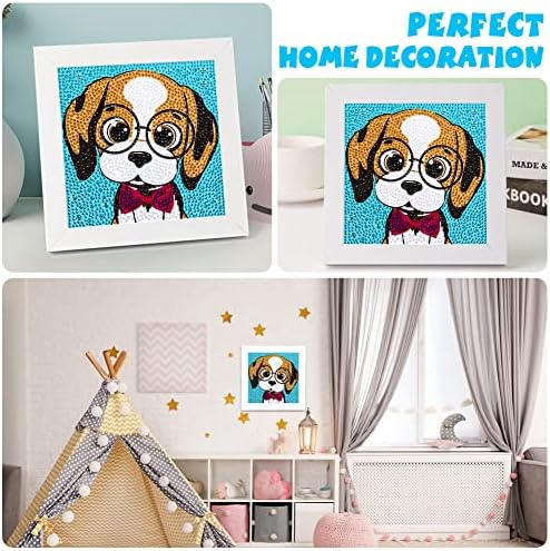 QEUOYSS Diamond Art Kit for Kids with Wooden Frame Art and Crafts for Kids Ages 6-8 -10-12 Easy to DIY Diamond Art for Kid and Adult Beginners Home Wall Decoration (Cute Dog) - Image 4