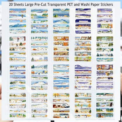 Winter Scenery Sticker Book, PET & Washi Stickers for Journaling - Image 5