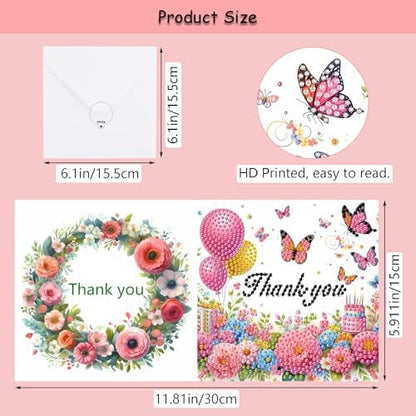 Muzagroo Art Diamond Art Thank You Cards for Adults Diamond Painting Cards - Image 7