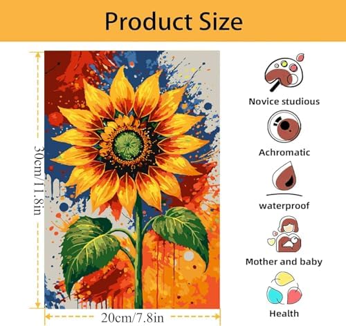 Mowana Sunflower Paint by Numbers Kit for Adults - Flowers Adult Paint by Numbers for Beginners on Canvas with Frame and Easel, Easy Acrylic Oil Painting by Number Kits 8x12 inch - Image 6
