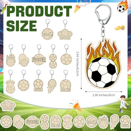 RattanView 24 Pcs Soccer Craft Color Your Own Keychains Diy Craft - Image 3