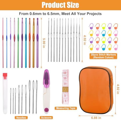 MECHEER Crochet Kit for Beginners, 54 Pack Crochet Hook Set Crochet Accessories, Ergonomic Knitting Kit with Storage Case, Crochet Needles, Hand Craft Knitting Accessories for Crocheters - Image 2