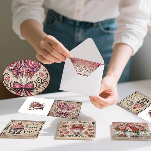 C'eitura 6Pcs Romantic DIY Diamond Art Painting Greeting Cards Kit | I Love You Valentine's Anniversary Wedding Cards | All Occasion Love Theme Blank Note Cards for Her Him & Couples - Image 3
