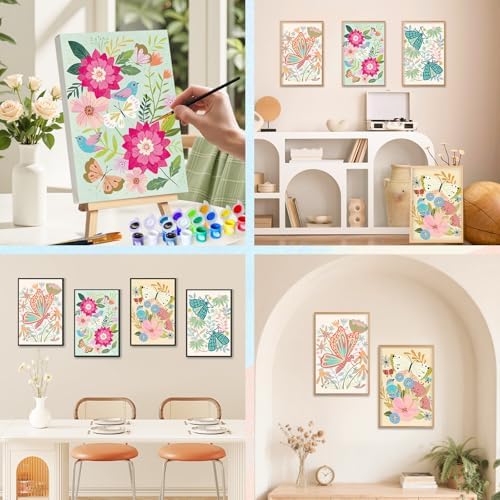Camocin 4 Pack Framed Paint by Numbers Kit for Adults with Wooden Easel - Image 7