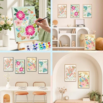Camocin 4 Pack Framed Paint by Numbers Kit for Adults with Wooden Easel - Image 7