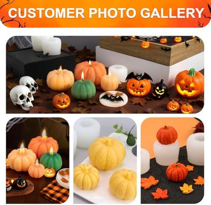 MGLIFEUL 6 pcs Large Halloween Pumpkin Maple Leaf Silicone Candle Mold - Image 6