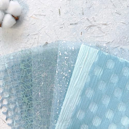 30 Pcs Handmade A5 Textured Scrapbook Paper and Mesh, Junk Journal Supplies - Image 6
