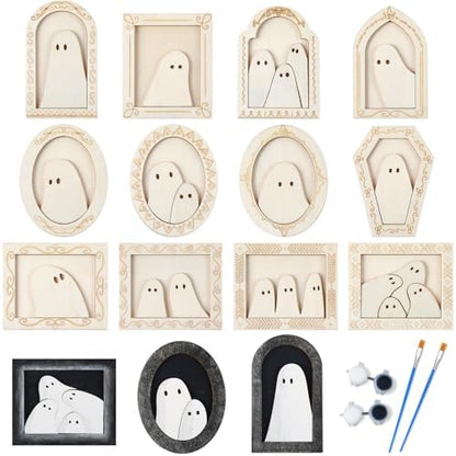 Simgoing 12 Set Adult Halloween Craft, Wood Ghost DIY Frame, Ordinary Style by Simgoing