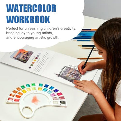Watercolor Workbook, Water Coloring Book with 13 Pages 300GSM Paper, 26 Colors Watercolor Paint Set with Brush & Storage Bag, Beginner-Friendly Coloring Book for Adults，Architecture Theme - Image 2