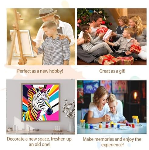 Artunion Framed Paint by Numbers Kit for Adults Beginners & Kids Ages 8-12,Colorful Zebra Paint by Number with Frame,Animal Paint by Numbers Kit on Canvas 10 * 10 Inch Without Easel - Image 7