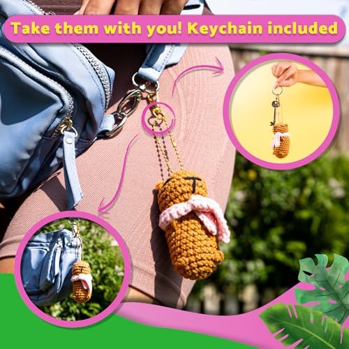 Capybara Crochet Kit for Beginners, 2 Easy Amigurumi Capybaras & Keychains - Image 5