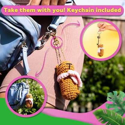 Capybara Crochet Kit for Beginners, 2 Easy Amigurumi Capybaras & Keychains - Image 5