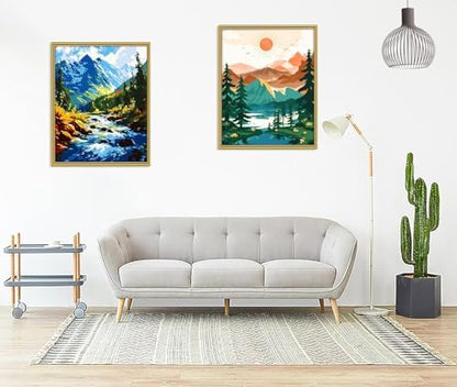 Yunnuo Paint by Numbers Kit for Adults, Mountain River Landscape, DIY Acrylic Painting, 16 x 20 in, with 3 Paintbrushes, Wall Art Decor - Image 4