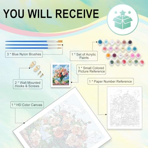 Cytheron Paint by Numbers Kit for Adults, Rose DIY Painting Kit, 16x20 Inch - Image 4