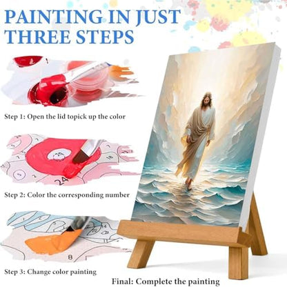 3 Pack Jesus Paint by Numbers Kit for Adults Framed Canvas, Frameworkless - Image 6