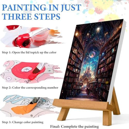 4 Pack Castle Paint by Numbers Kit for Adults Framed Canvas, Frameworkless - Image 6