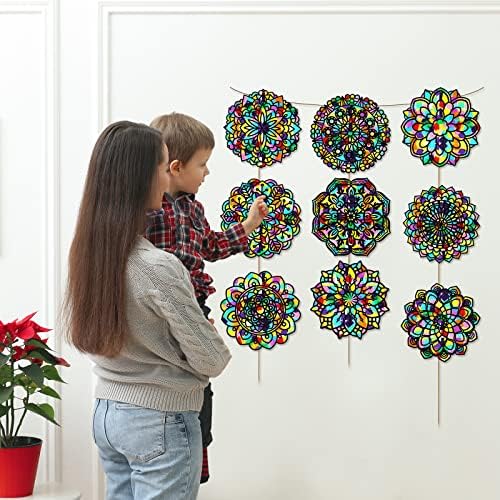 Tinlade 18 Pack Mandala Window Clings DIY Kit Stained Glass Kit Suncatchers - Image 6