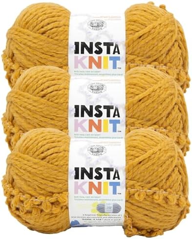 Lion Brand Yarn, InstaKnit Beginner Yarn, You Must-Ardmit, Yellow, 3 Pack by LionBrandYarn