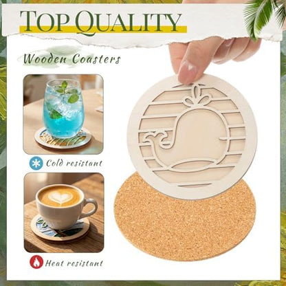 Reallnaive Wood Coasters Painting Kit DIY Craft, 24 Pcs, Sea Animal - Image 3