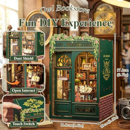 Owl Bookstore Book Nook Kit - 3D Wooden Puzzles with LED - Image 2