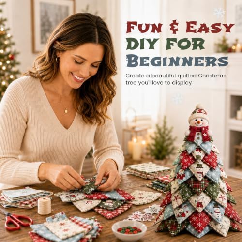 Daily Partner DIY Quilted Fabric Christmas Tree Kit, Arts and Crafts for Adults, (Snowman) - Image 6