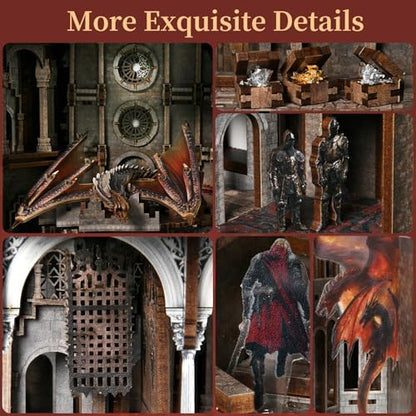 MiniCity Ember Castle Book Nook Kit, DIY 3D Wooden Miniature House with LED - Image 4
