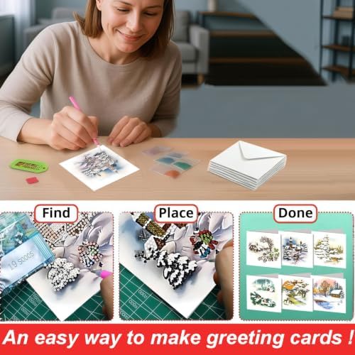 DDGYP 6Pcs Christmas Diamond Art Cards Kit with Envelopes - Image 4