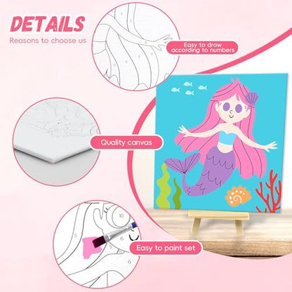 goldentime Kids Paint by Number Kits Including 6 Pre-Drawn Canvas for Painting, 6 Brushes 17 Paints and 2 Easels, Perfect Art Painting Kit, Arts and Crafts Painting for Kids Ages 8-12 - Image 4